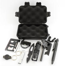SOS Camping Survival Gear Kits 10 in 1, Compact Outdoor Portable EDC Emergency Survival Tool Set